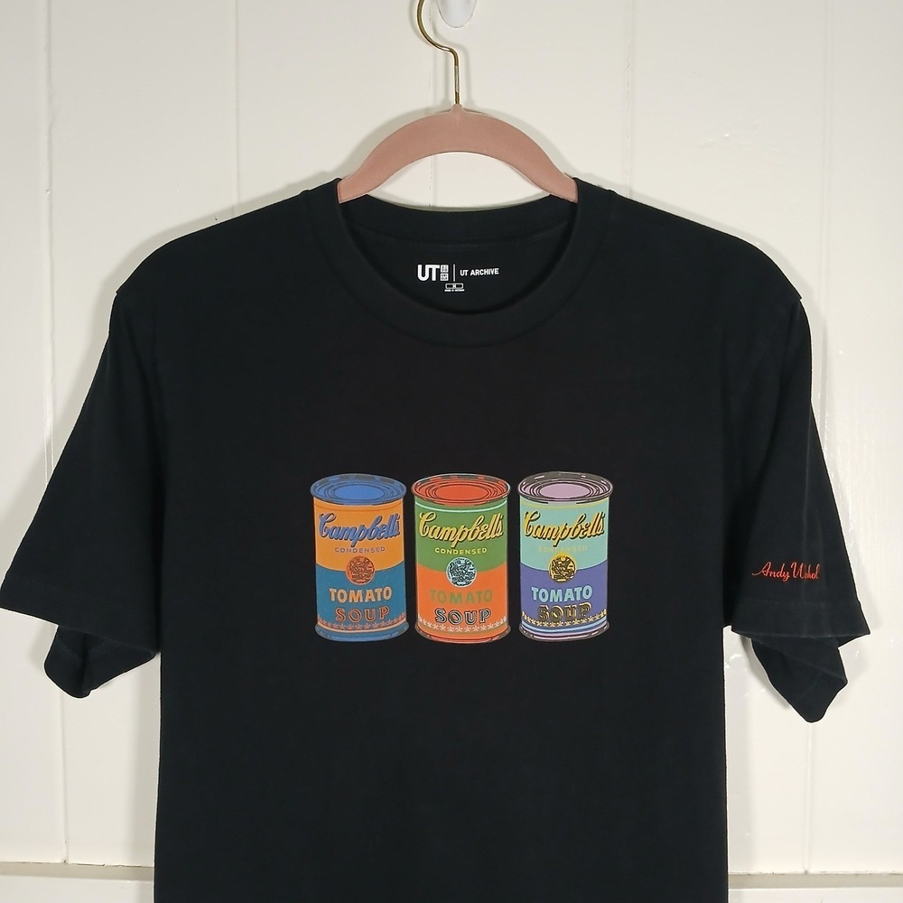 Uniqlo UT Archive Andy Warhol Campbells Soup Graphic T-Shirt Black‎ Mens Medium